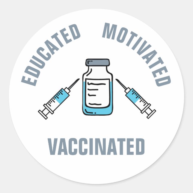 Sticker Rond Vaccin contre le COVID vacciné motivé (Devant)