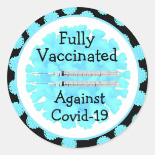 Sticker Rond Vacciné entièrement contre le virus Covid-19