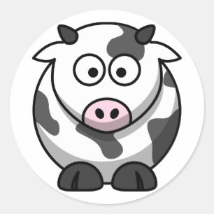 Sticker Rond Vache Animée mignonne