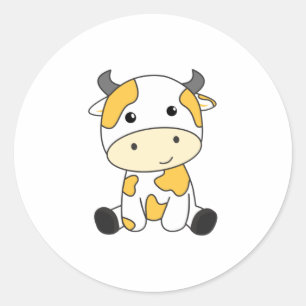 Sticker Rond Vache Banana Kawaii Retro Japonaise Banane Vaches