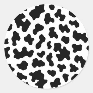 Sticker Rond Vache blanche et noire Imprimer