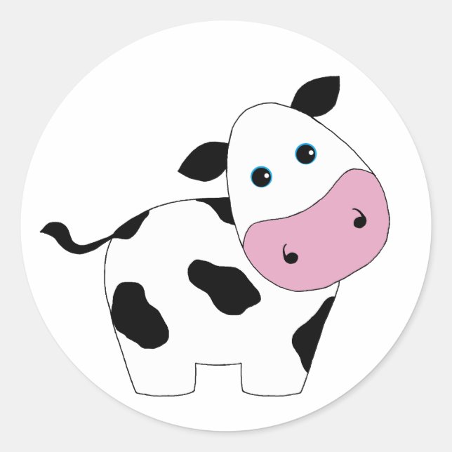 Sticker Rond Vache blanche mignonne (Devant)
