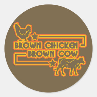 Sticker Rond Vache Brown Brown au poulet