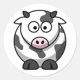 Sticker Rond Vache charmante au dessin
