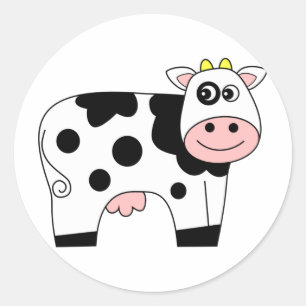 Sticker Rond Vache charmante au dessin