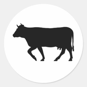 Sticker Rond Vache de lait Silhouette Boeuf de boeuf Moo Bull S