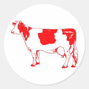 Sticker Rond Vache de lait Silhouette Boeuf de boeuf Moo Bull S