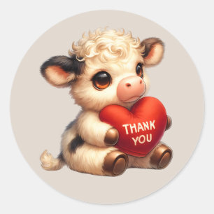 Sticker Rond Vache de Merci mignonne