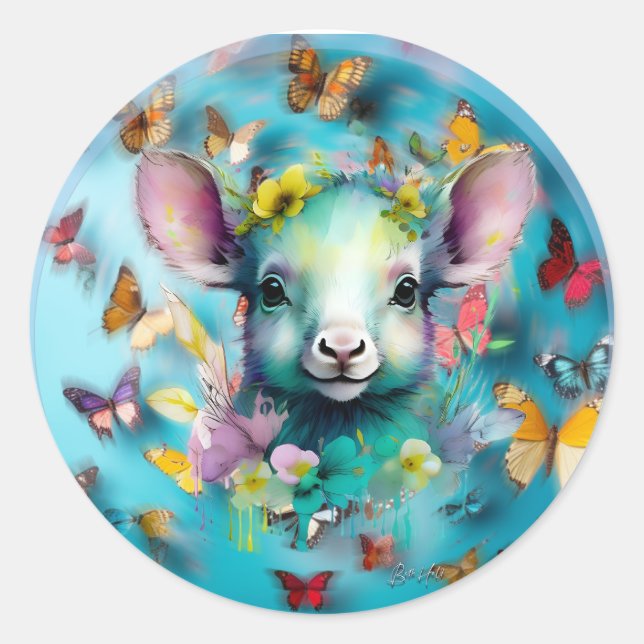 Sticker Rond Vache des Hautes Terres (Devant)