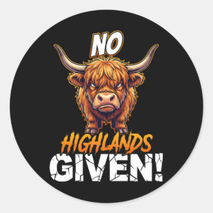 Sticker Rond Vache des Highlands Aucune Terre Haute Drôle Sarca