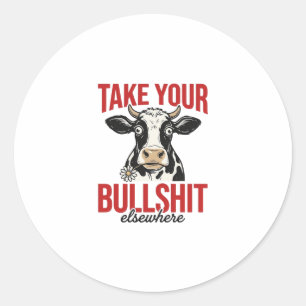 Sticker Rond Vache drôle ailleurs conception de t-shirt vintage