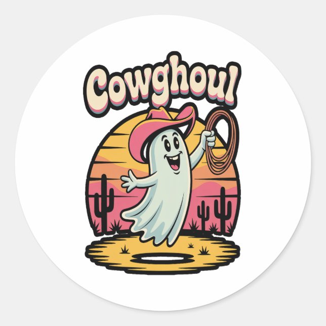 Sticker Rond Vache Ghoul Halloween Éffrayant (Devant)