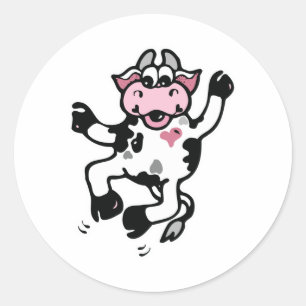 Sticker Rond Vache heureuse de danser