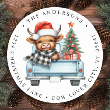 Vache Highlandienne Camion Vintage Noël Adresse de