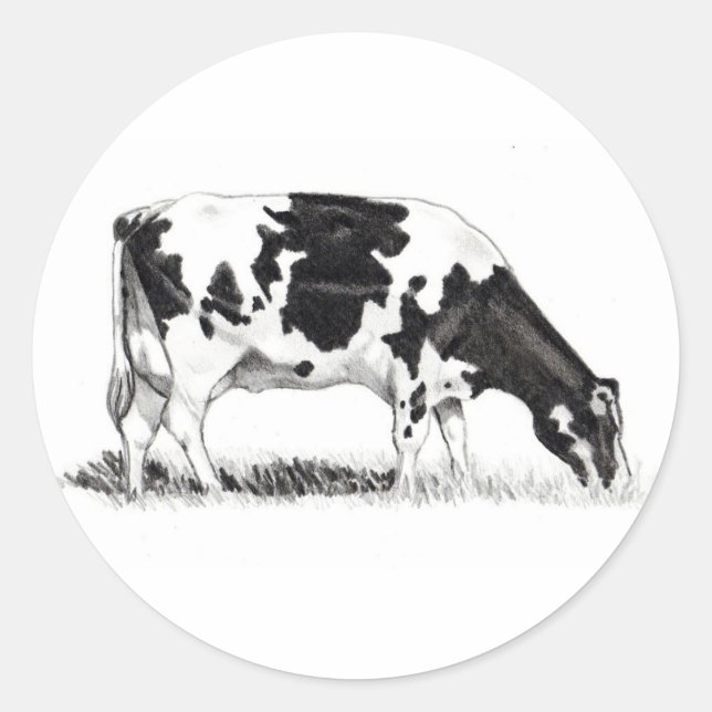 STICKER ROND VACHE LAITIÈRE, ART PENCIL (Devant)