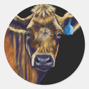 Sticker Rond Vache - Lucky Nombre Sept