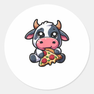 Sticker Rond Vache Manger Pizza Margherita Repas Footies _4