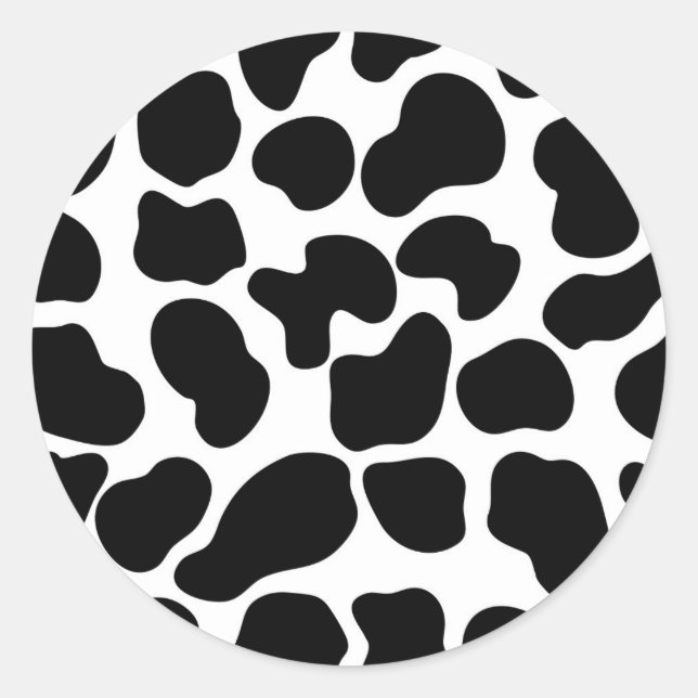 Sticker Rond Vache noire et blanche Imprimer Ferme rustique (Devant)