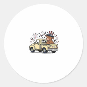Sticker Rond Vache patriotique conception vectorielle camion 4 