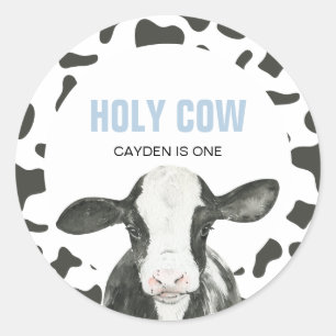 Sticker Rond Vache Sacrée Je suis un Anniversaire Classique Ron