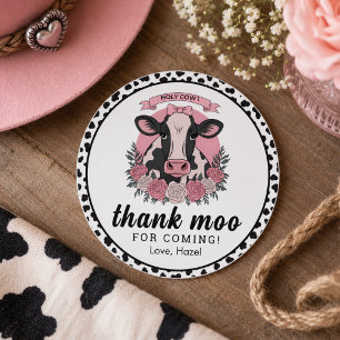 Sticker Rond Vache sacrée, je suis une cowgirl de 1 an ! Fête d