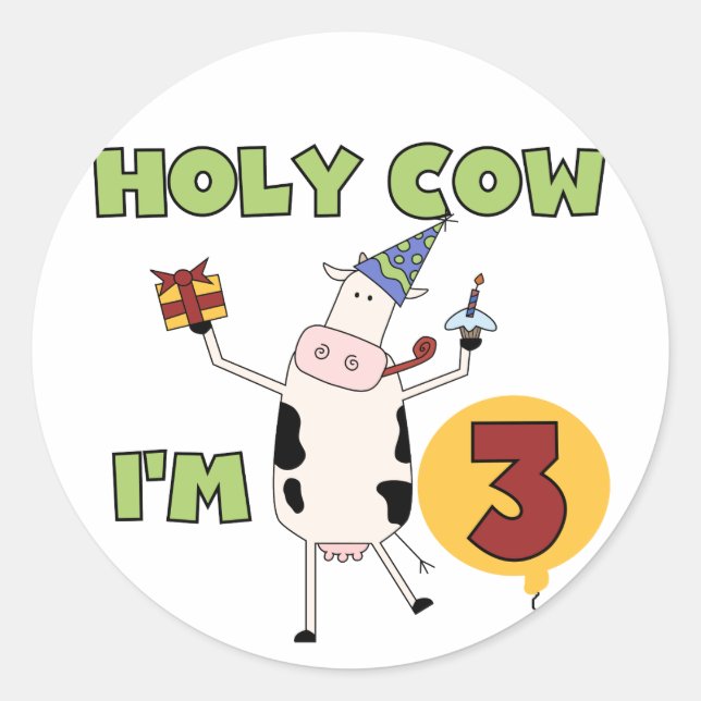 Sticker Rond Vache sainte je suis 3 T-shirts et cadeaux (Devant)