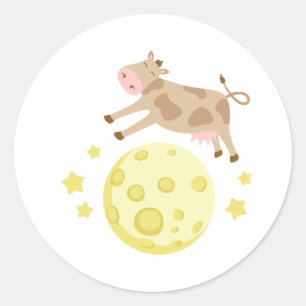 Sticker Rond Vache sur la lune