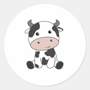 Sticker Rond Vache Vache Vache Bébé Vache Vache Pattes mignonne