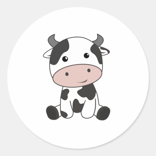 Sticker Rond Vache Vache Vache Bébé Vache Vache Pattes mignonne (Devant)