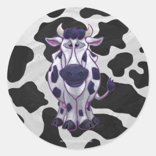 Sticker Rond Vache Wild Me Noir et Blanc