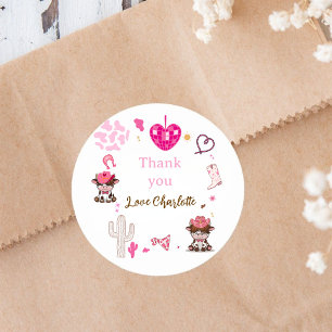 Sticker Rond Vacheresse Rose Occidental Vache Highland Annivers