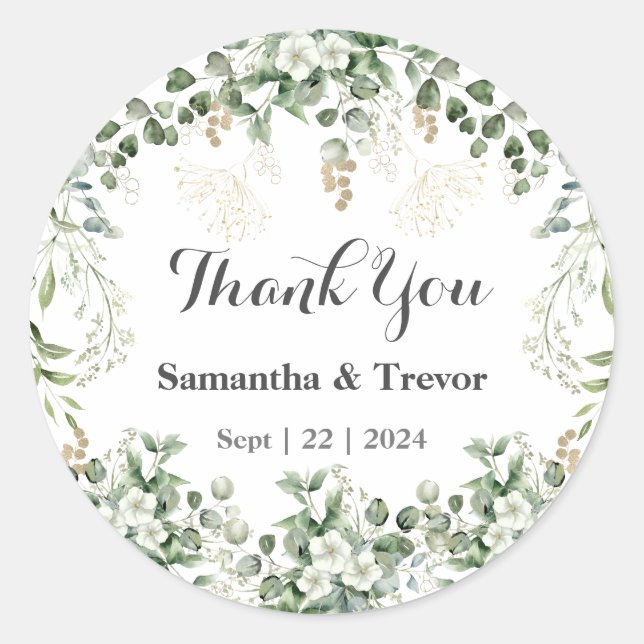 Sticker Rond Vaches verdoyantes : Or et feuillage vert (Devant)