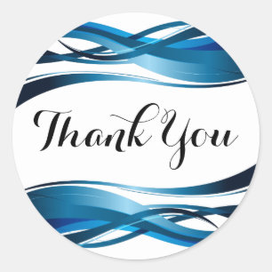 Sticker Rond Vague bleue Merci Abstrait moderne