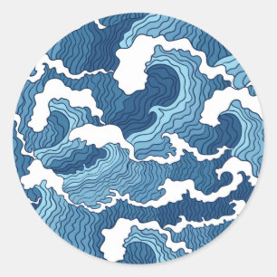 Sticker Rond Vagues Abstraites
