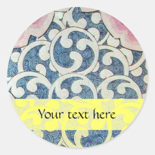 Sticker Rond VAGUES, bleu jaune