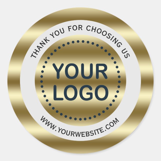 Sticker Rond Vagues dorées tendance Gradient votre logo Slogan (Devant)