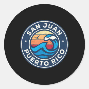 Sticker Rond Vagues nautiques de San Juan Porto Rico