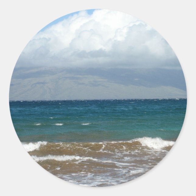 Sticker Rond Vagues océaniques (Devant)