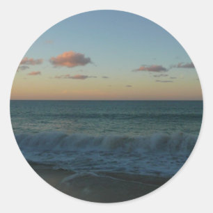 Sticker Rond Vagues s'écrasant au paysage de Sunset Beach