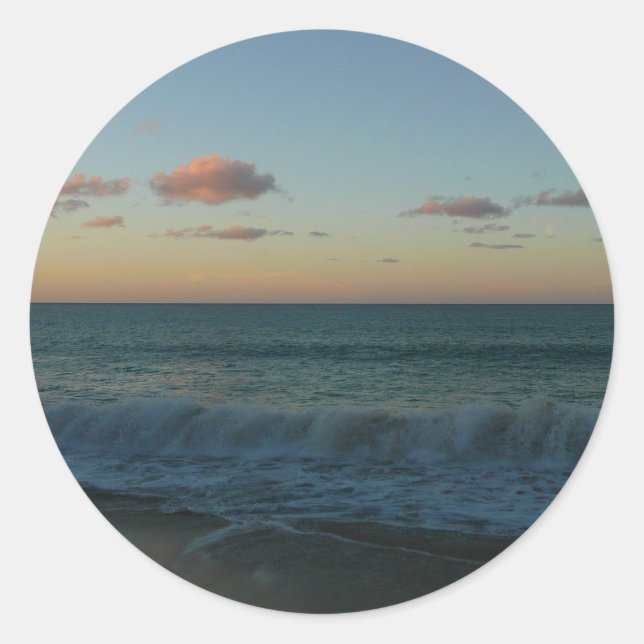 Sticker Rond Vagues s'écrasant au paysage de Sunset Beach (Devant)