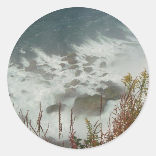 Sticker Rond Vagues vertes Eau bleue Cascade naturelle Abstrait (Devant)