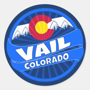 Sticker Rond Vail Colorado collant d'éclatement de montagne