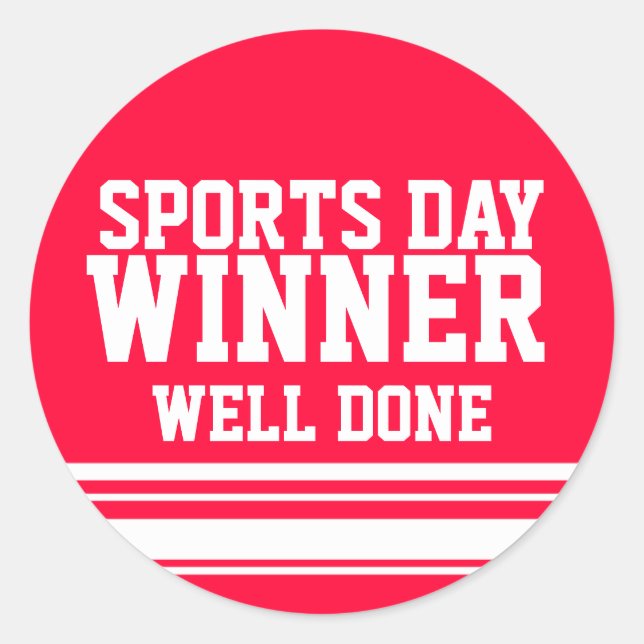 Sticker Rond Vainqueur de la journée de sport bien fait autocol (Devant)