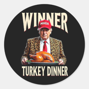 Sticker Rond Vainqueur du dîner Turquie Dîner Drôle Trump