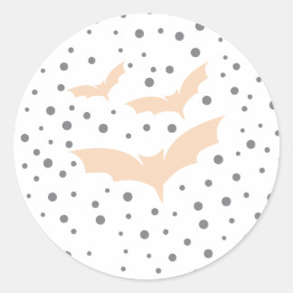 Sticker Rond Vaisselle Festin Halloween Noir et Bat orange
