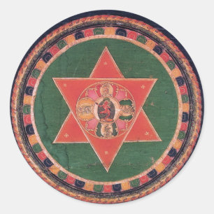 Sticker Rond Vajravarahi Vajrayogini Bouddhiste Tibétain Mandal