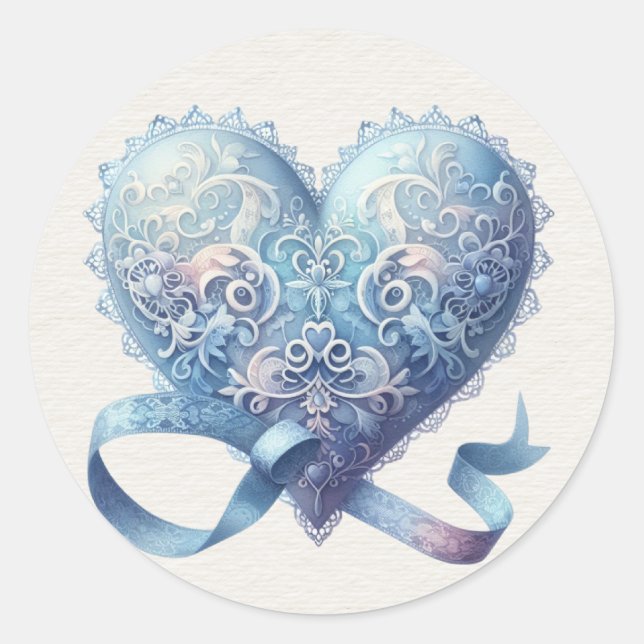 Sticker Rond Valentin bleu et rose (Devant)