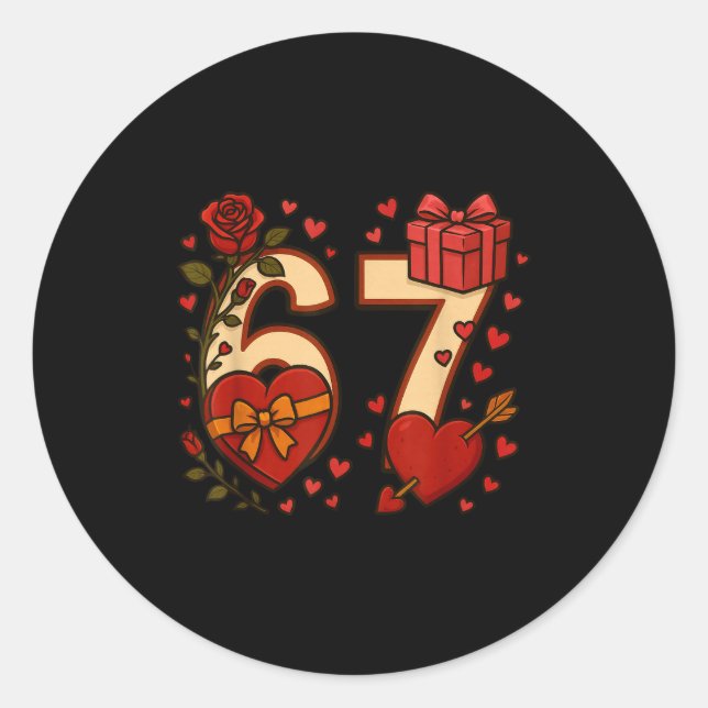 Sticker Rond Valentine 67 Meme Six Seven Funny Gen Alpha  (Devant)