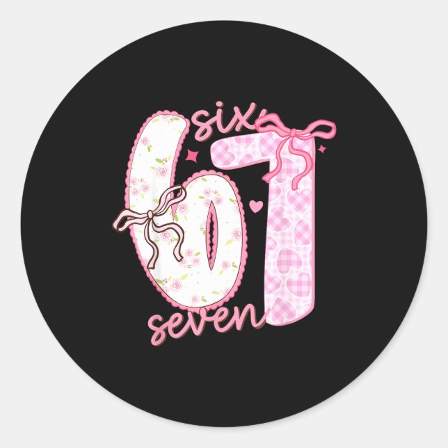 Sticker Rond Valentine 6 7 Funny Six Seven 67 Happy Valentines  (Devant)