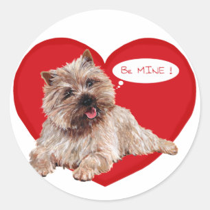 Sticker Rond Valentine Cairn Terrier dit Sois Mien !